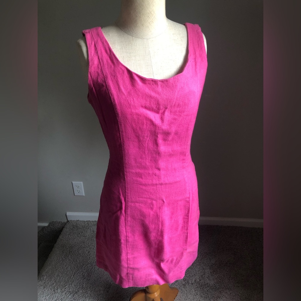 Hot Pink Linen Mini Dress